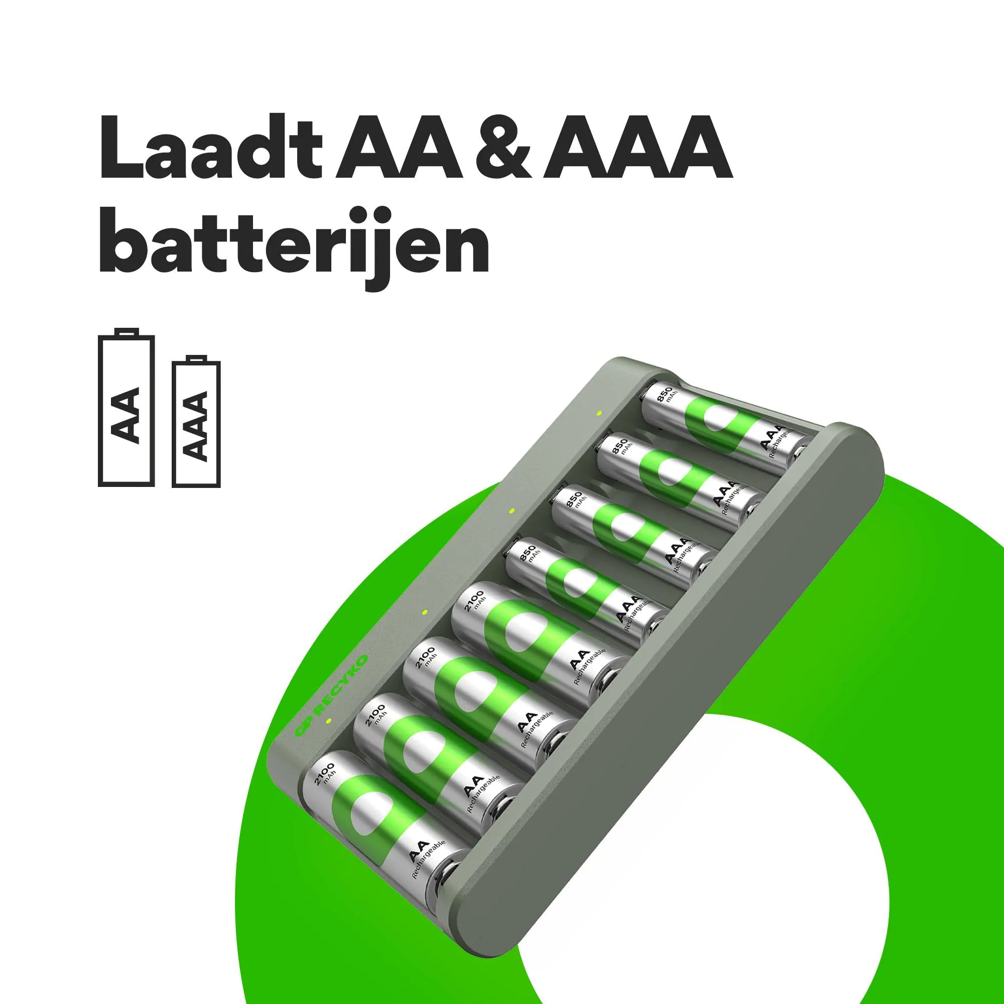 GP ReCyko E821 USB Economy Charger with 4 ReCyko 2100 AA and 4 ReCyko 850 AAA