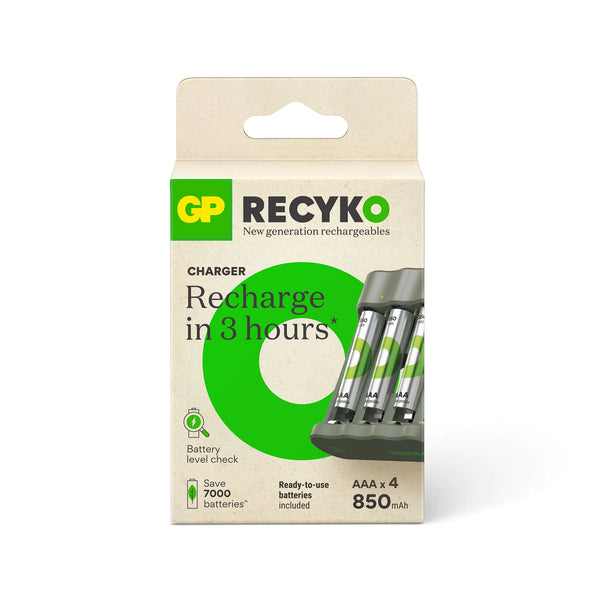 GP Recyko B441 USB Charger with 4 AAA Rechargeable Batteries 850 mAh