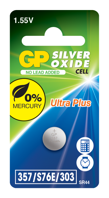 GP Silver Oxide Button 357 (SR44) card of 1