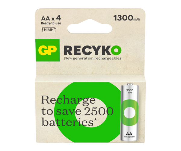 GP Recyko AA Rechargeable Batteries 2600 mAh Card of 4